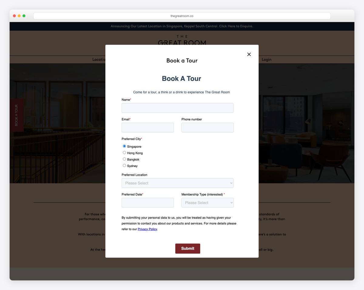 the great room website example
