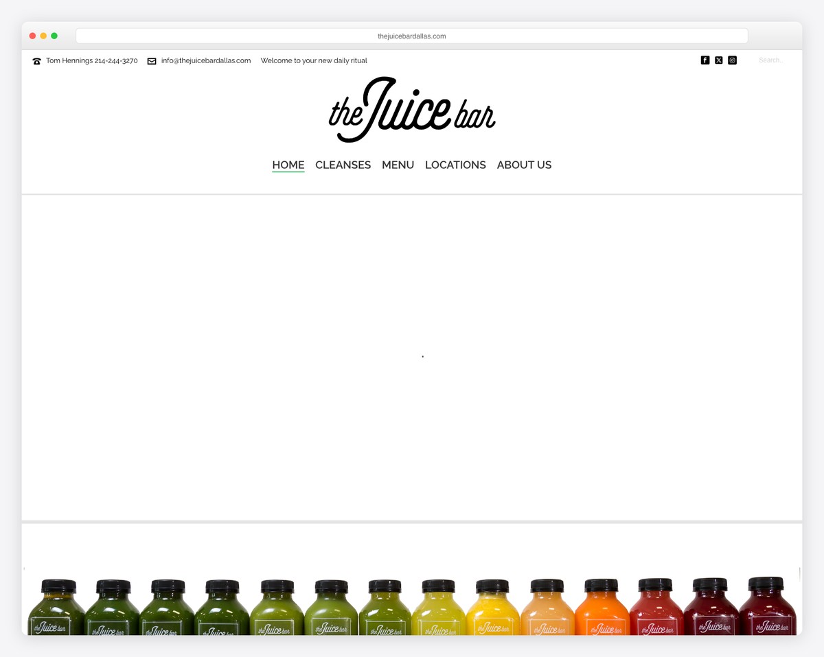 the juice bar dallas website example