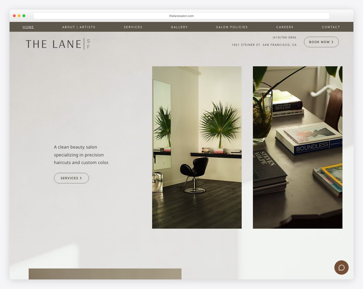 the lane salon website example