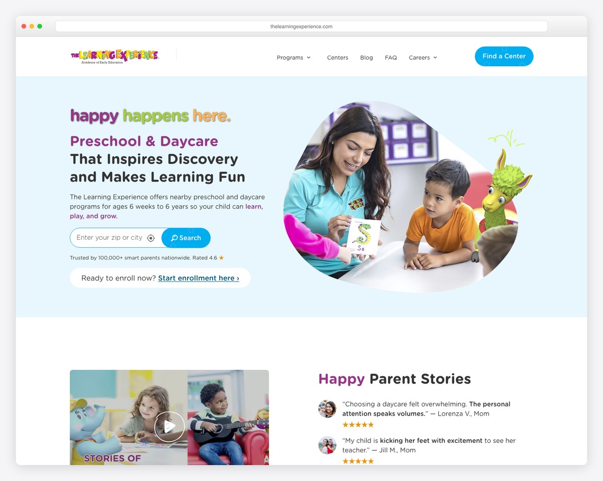 the learning experience website example