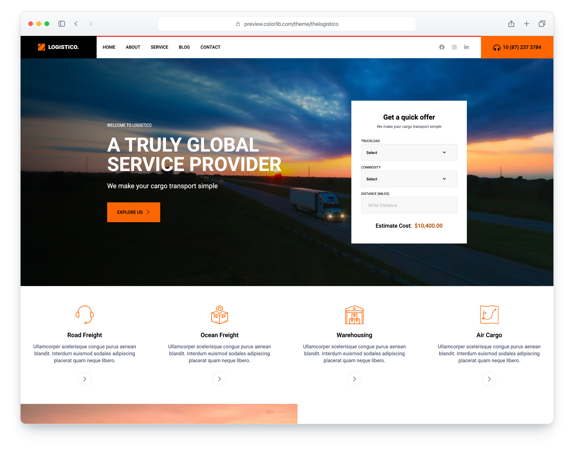 TheLogistico website template
