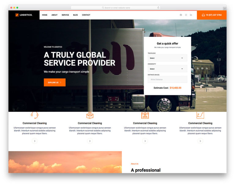 TheLogistico website template screenshot