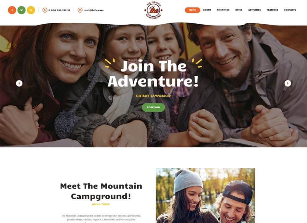 The Mounty | Hiking Campground & Children Camping WordPress Theme