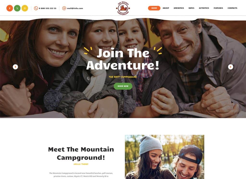 The Mounty - Hiking Campground & Children Camping WordPress Theme
