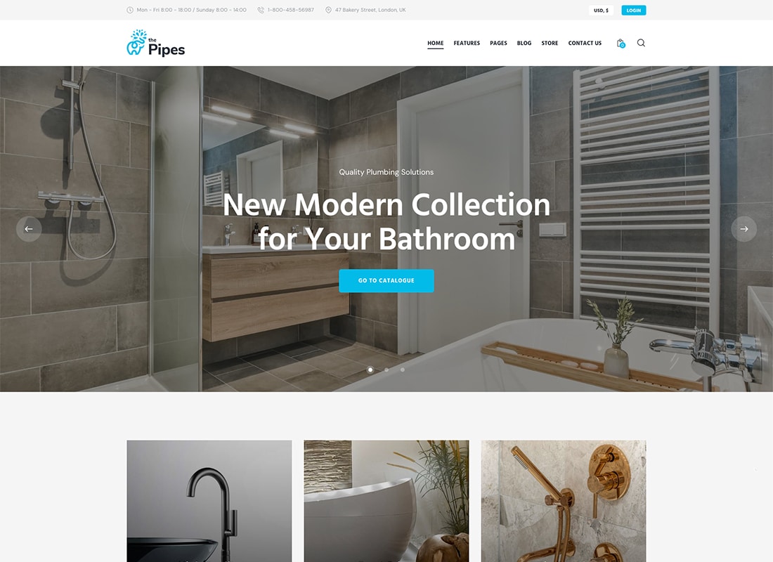 The Pipes - Plumbing Service and Building Tools Store WordPress Theme