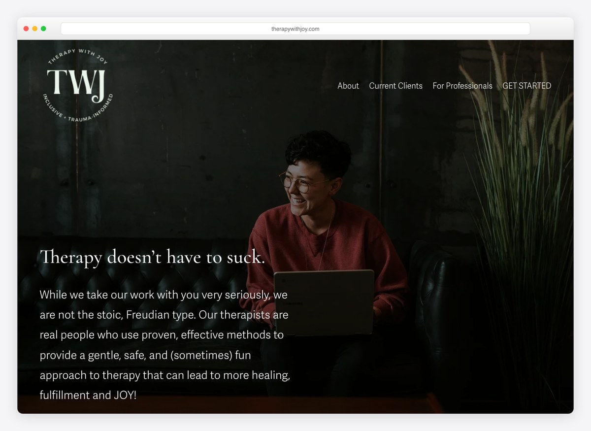 Therapy With Joy therapist website homepage