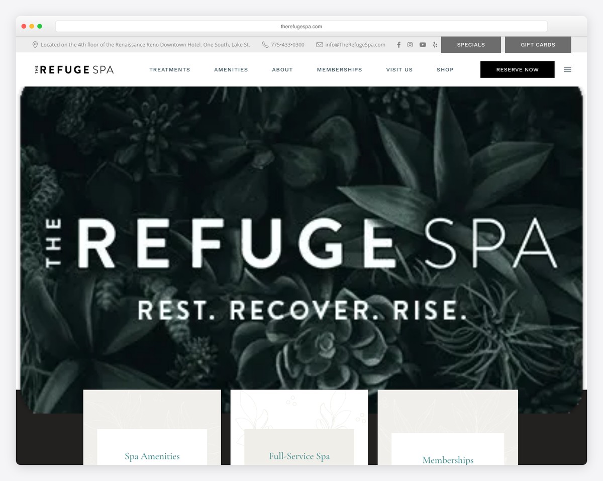 the refuge spa website example