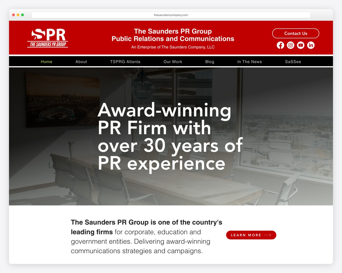 the saunders pr group website example