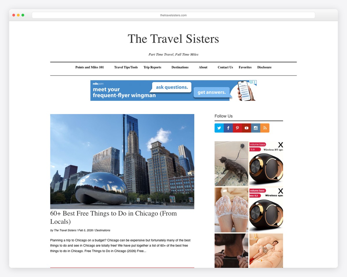the travel sisters website example