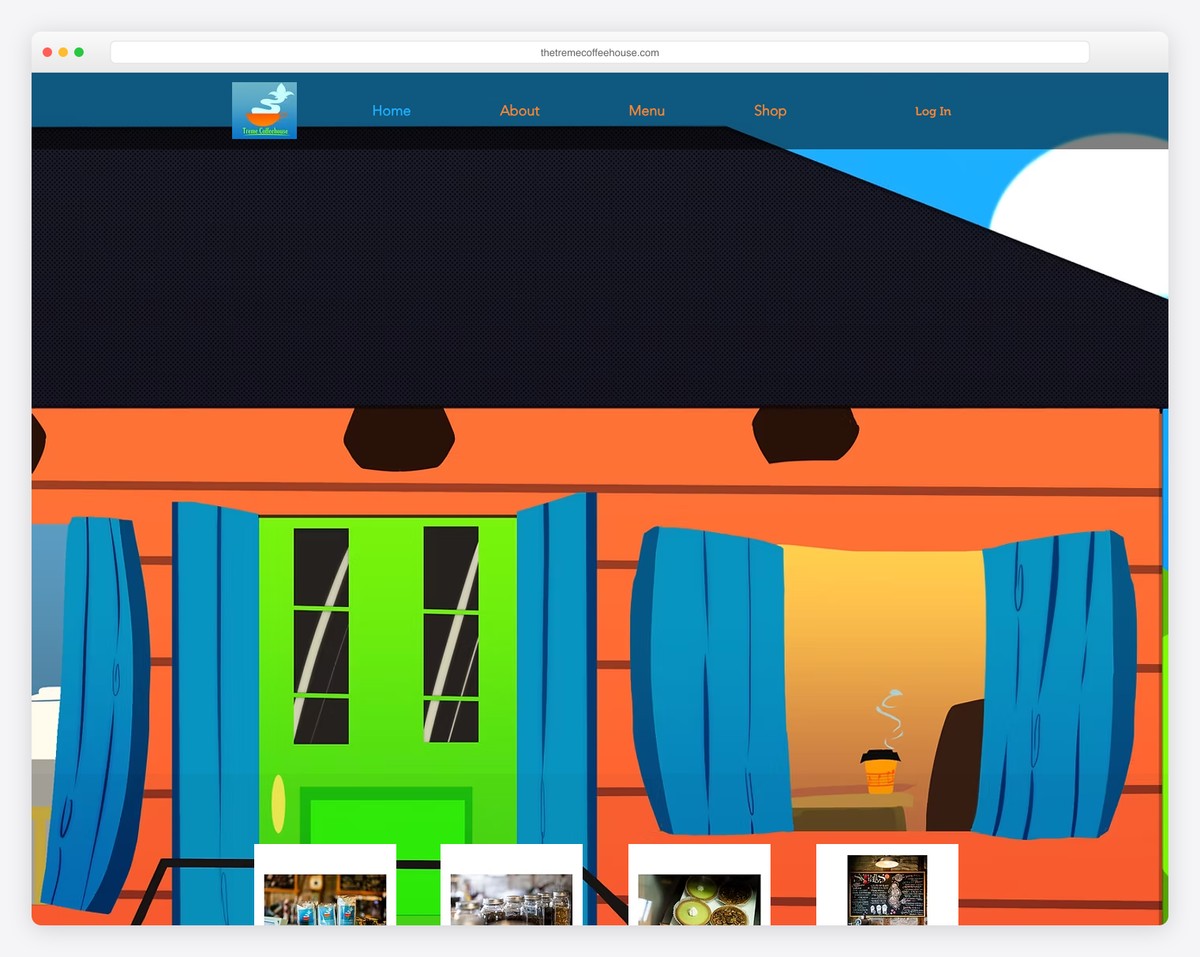 treme coffeehouse website example