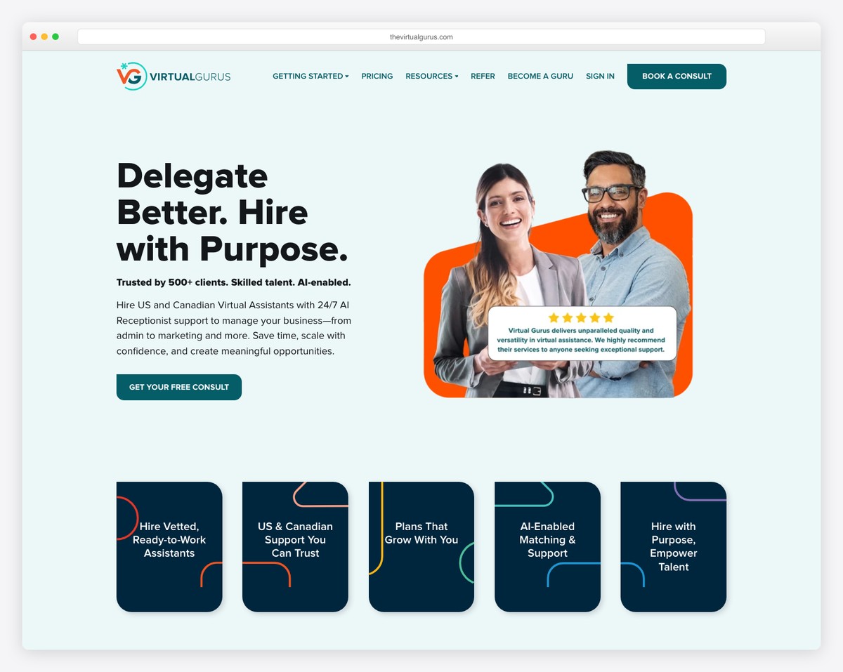virtual gurus website example