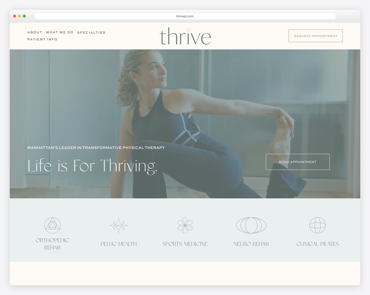 thrive integrated physical therapy website example