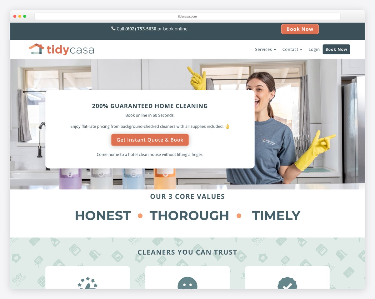 tidy casa website example