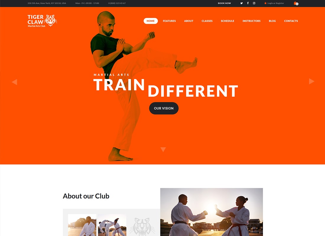 Tiger Claw | Martial Arts School and Fitness Center WordPress Theme