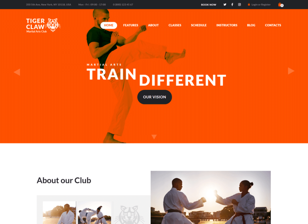 Tiger Claw - Martial Arts School and Fitness Center WordPress Theme