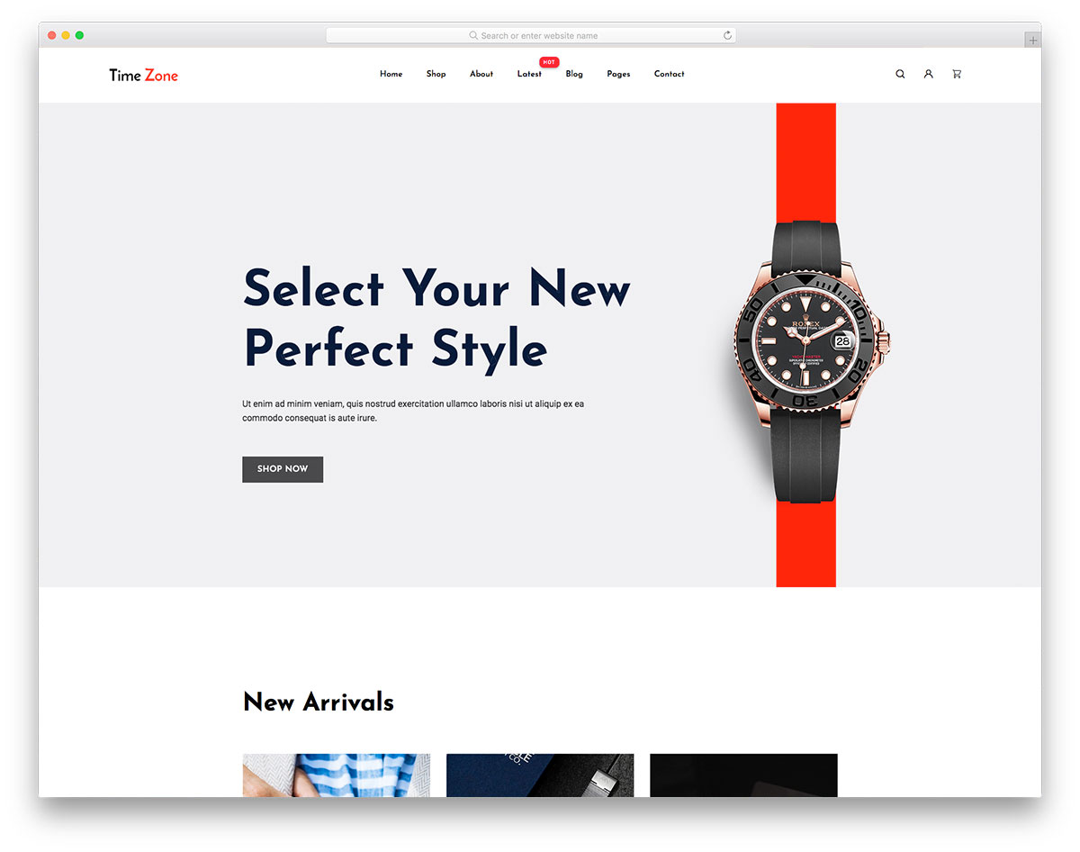 TimeZone Free Template for ecommerce