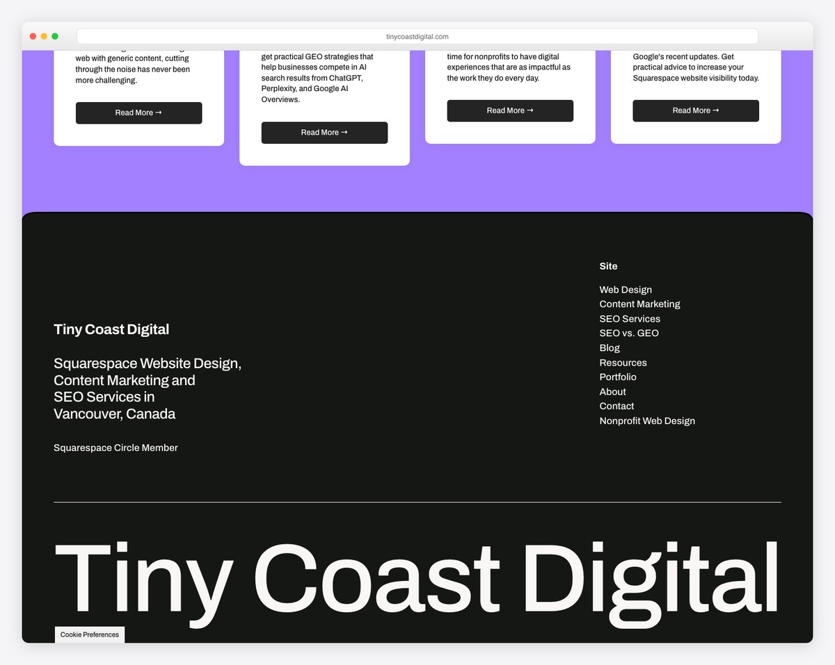 tiny coast digital website example