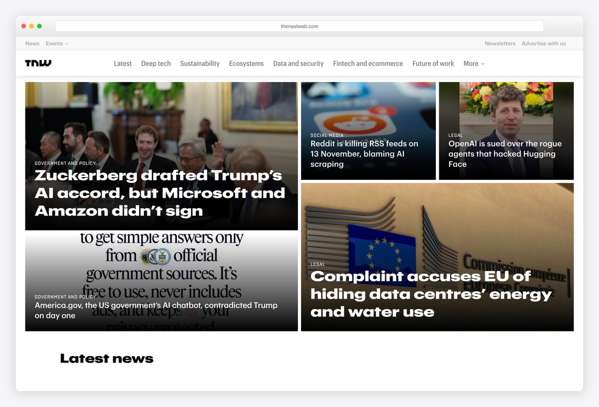 TNW homepage design