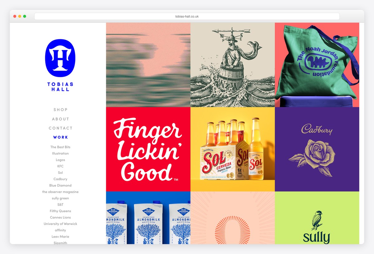 Tobias Hall graphic design portfolio website