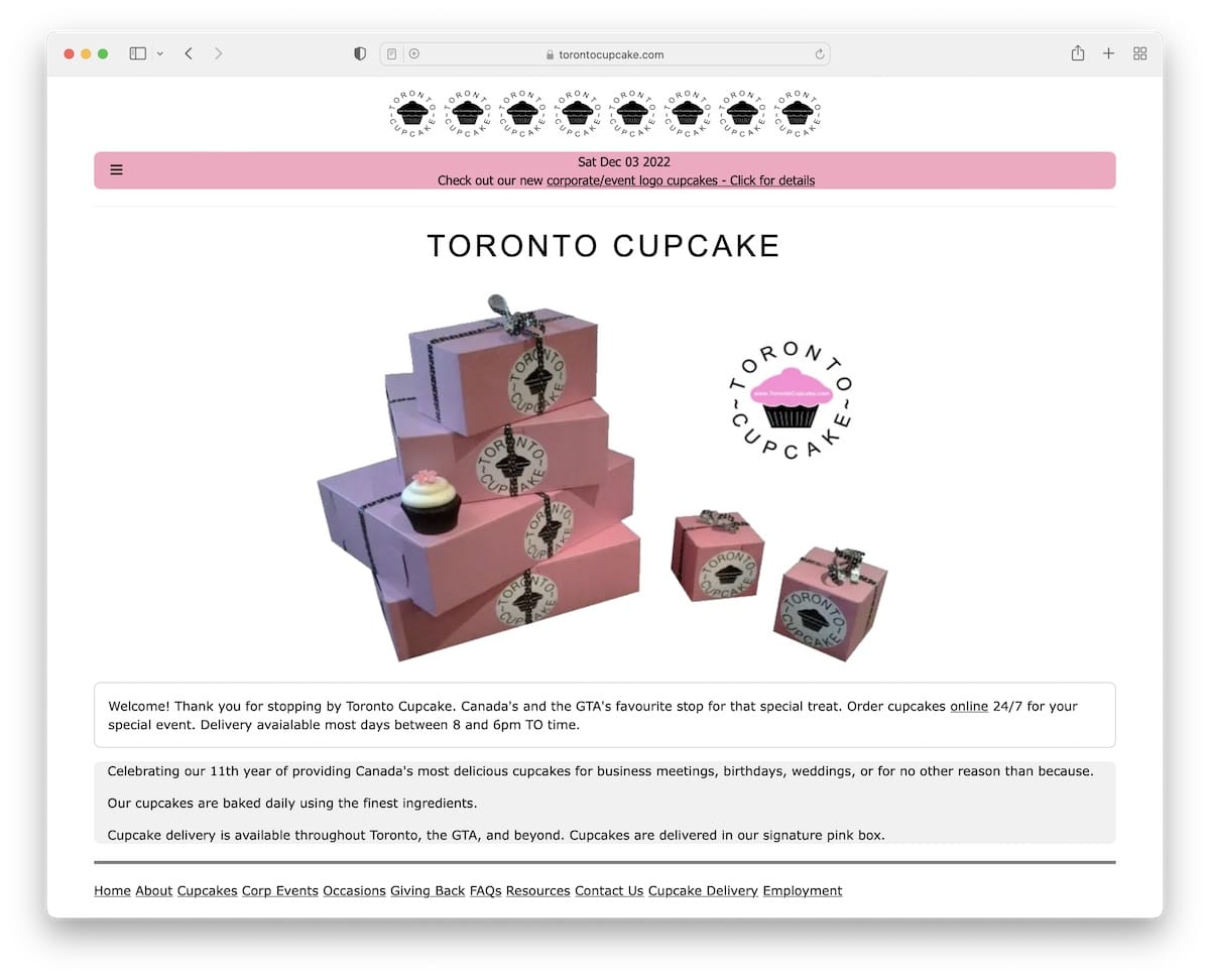 toronto cupcake bad website design