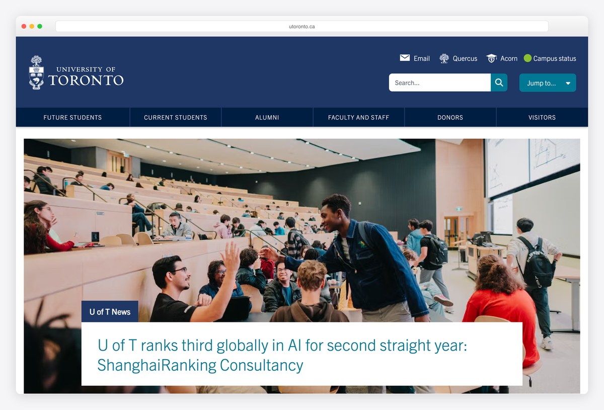 University of Toronto homepage design