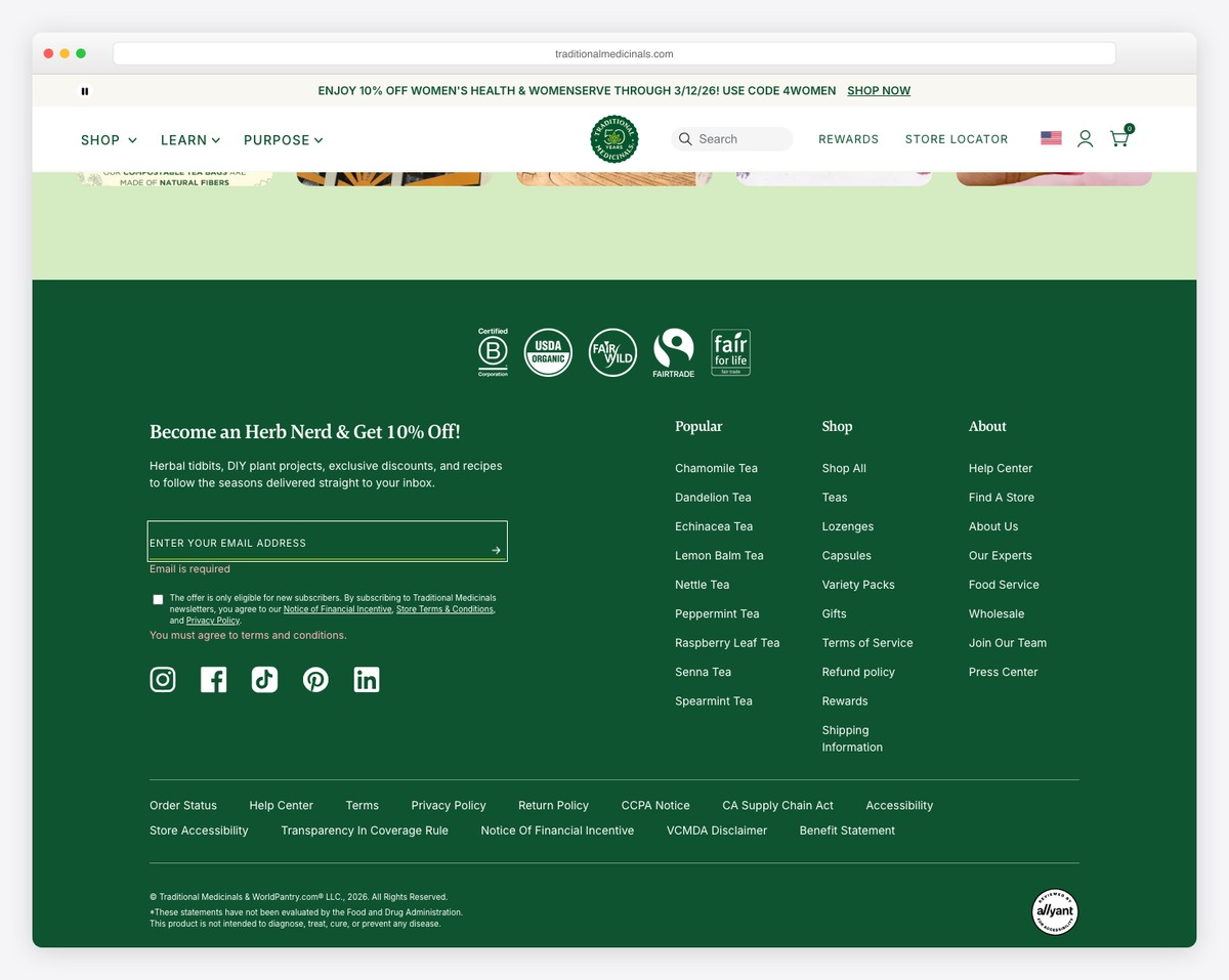 traditional medicinals website example