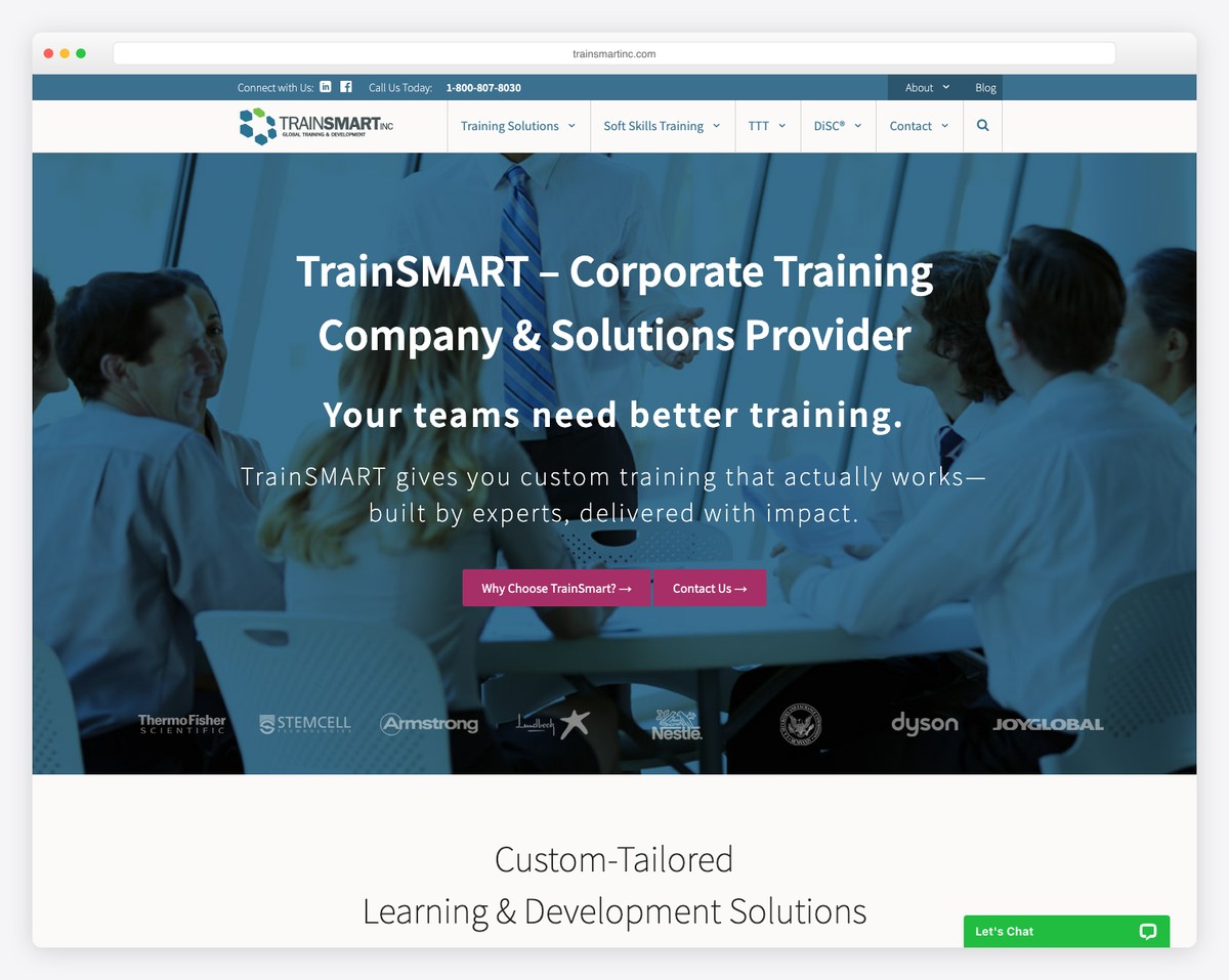 trainsmart website example