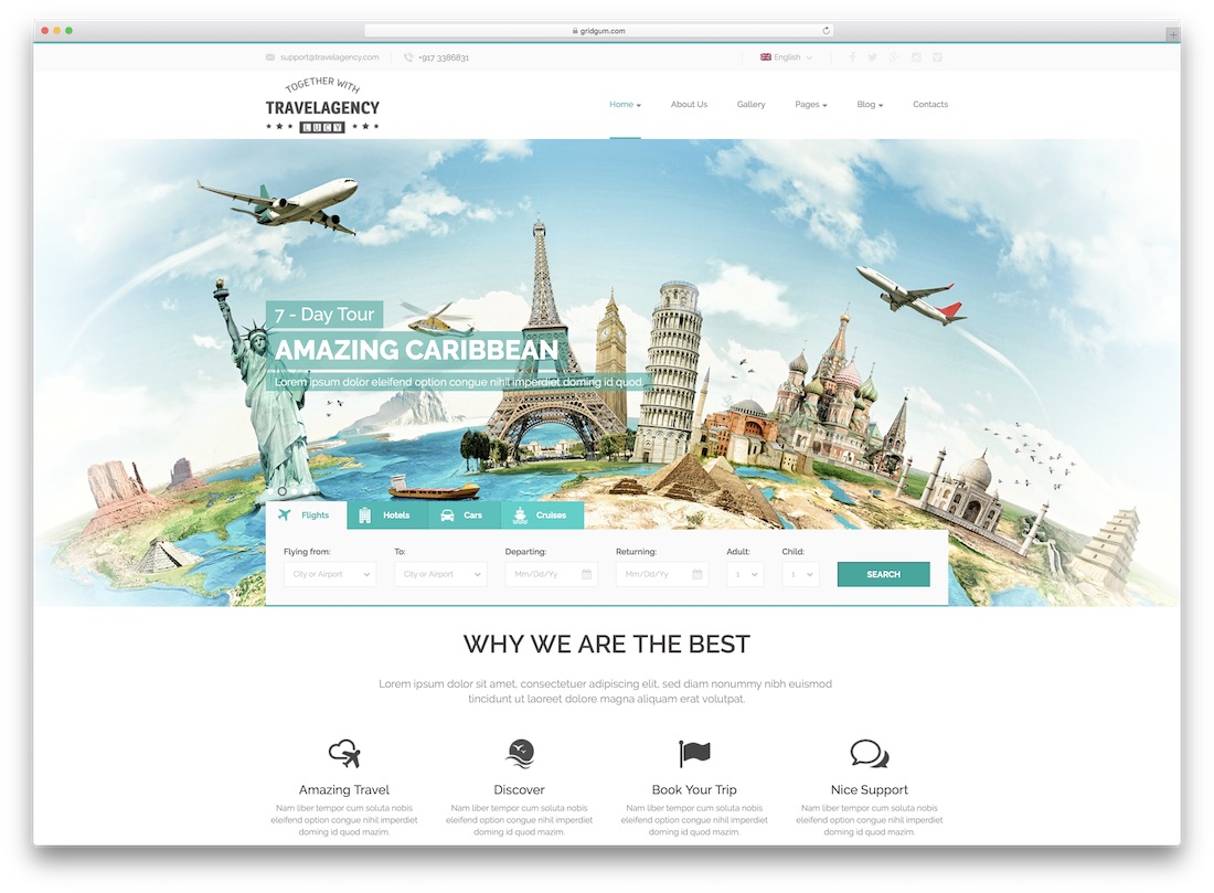 simple travel agency website template