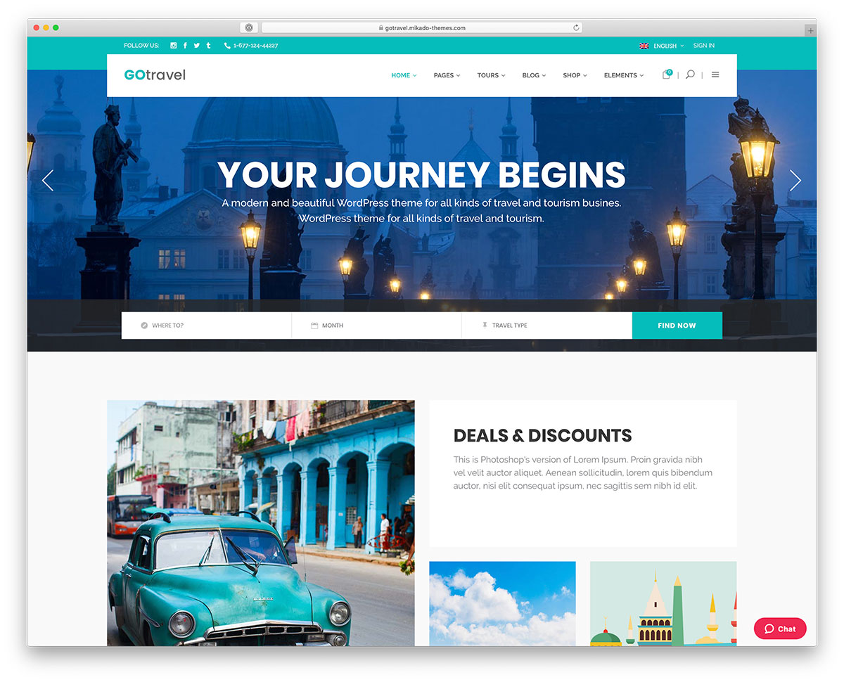 travel agency WordPress theme
