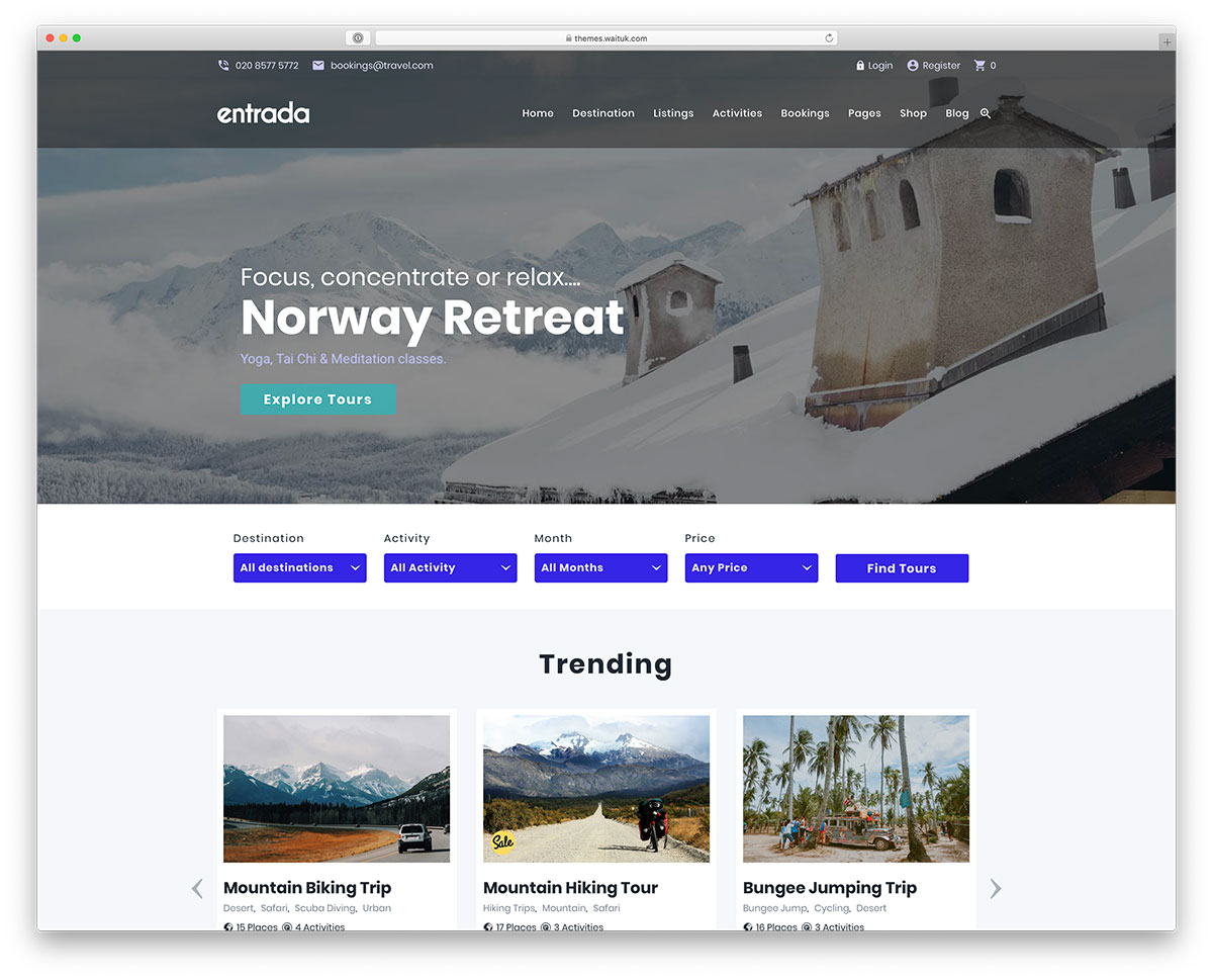 travel booking WordPress theme