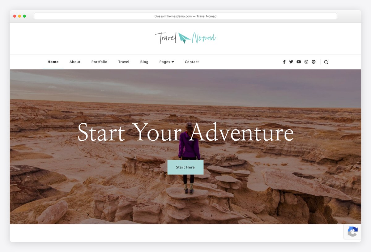 Travel Nomad free WordPress theme demo for travel bloggers