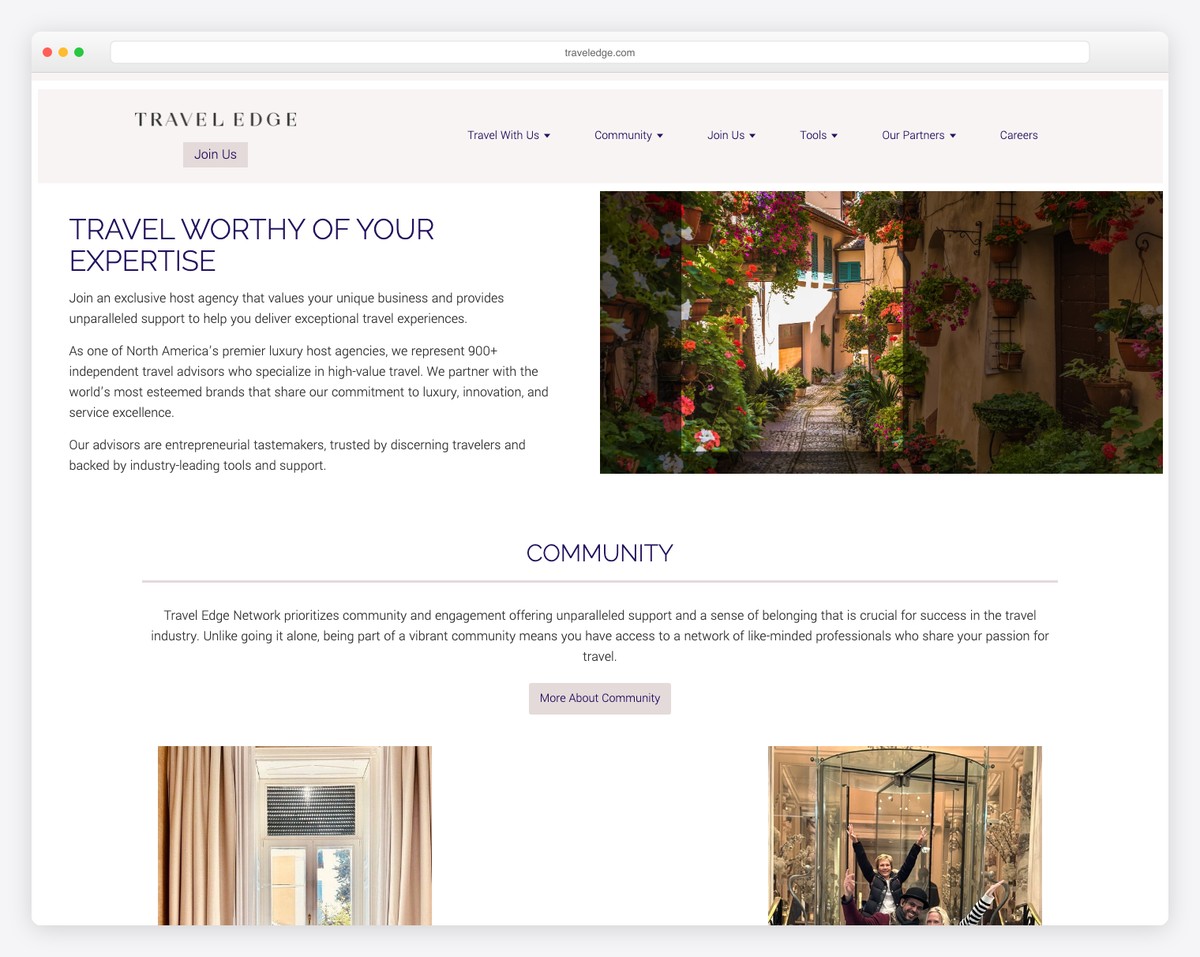 travel edge website example