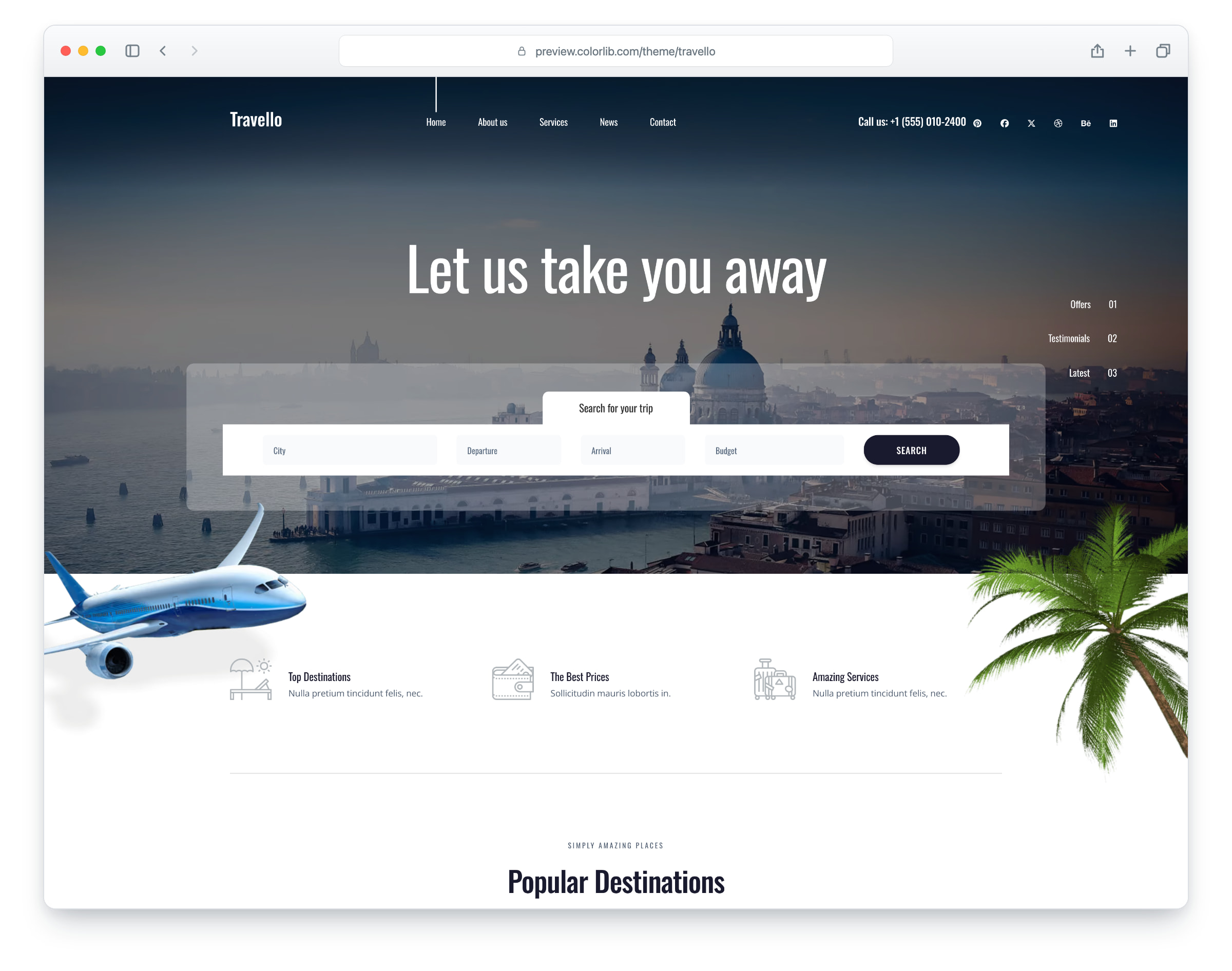Travello website template