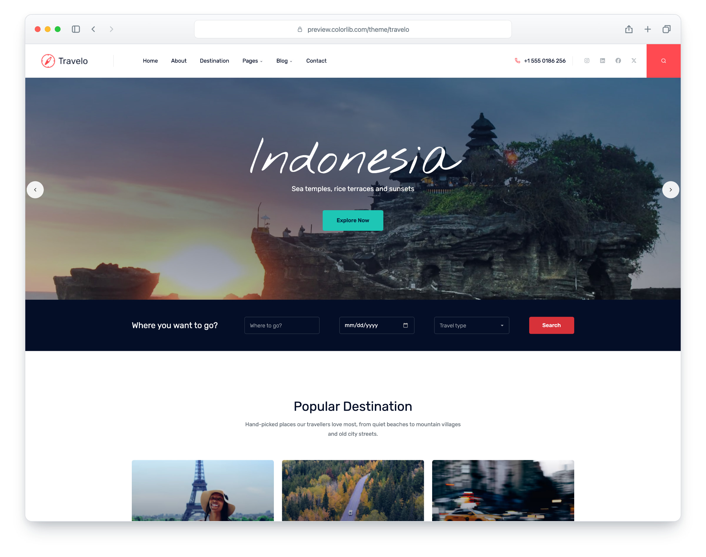 Travelo website template