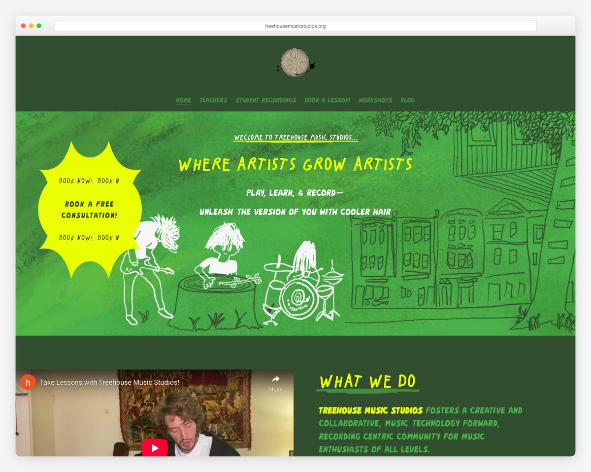 treehouse music studios website example