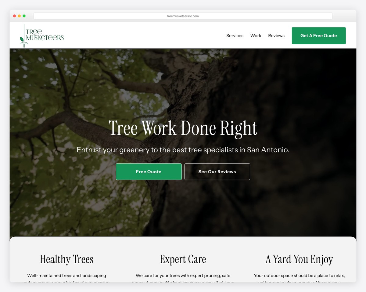 tree musketeers website example