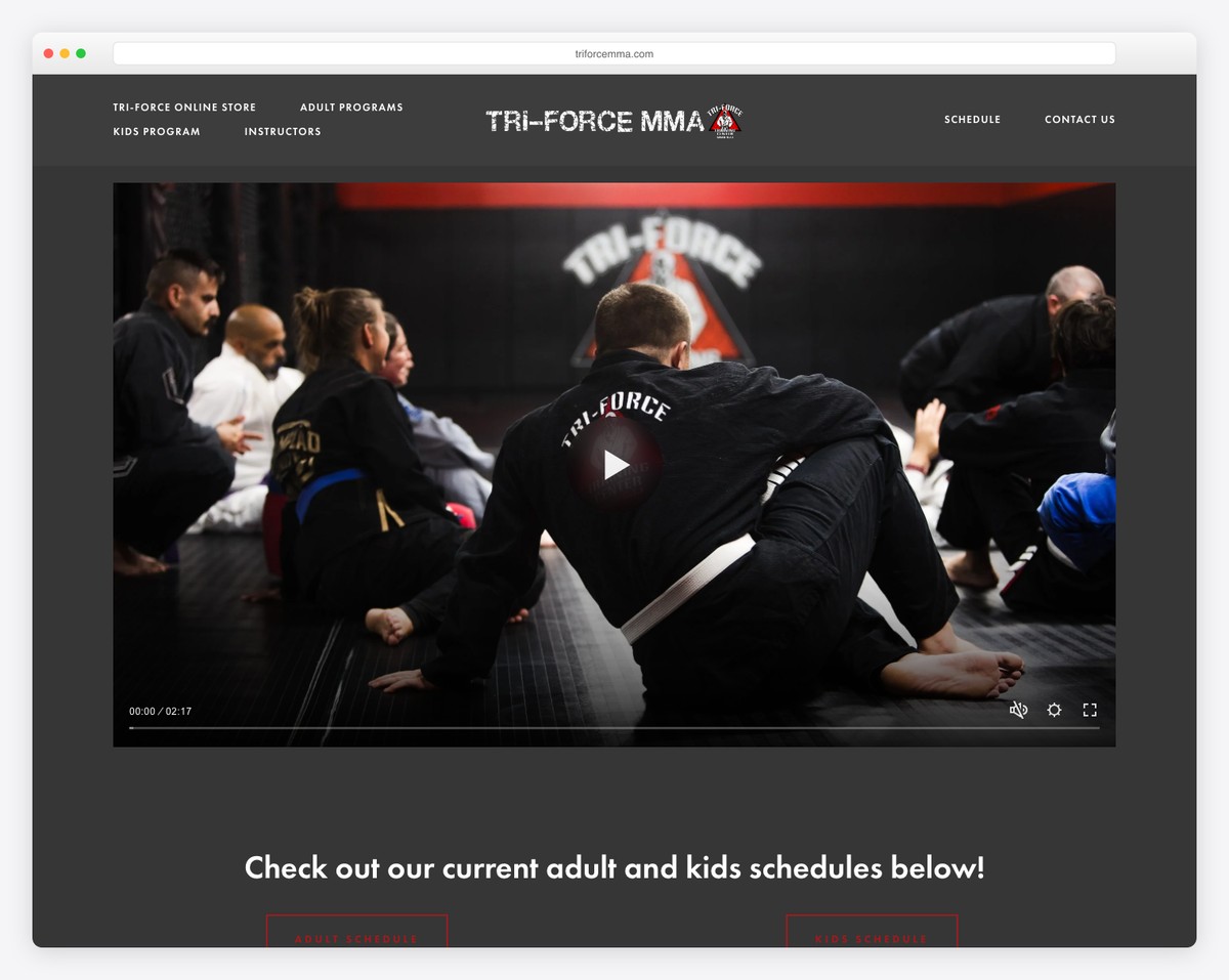 tri-force mma bjj gym website