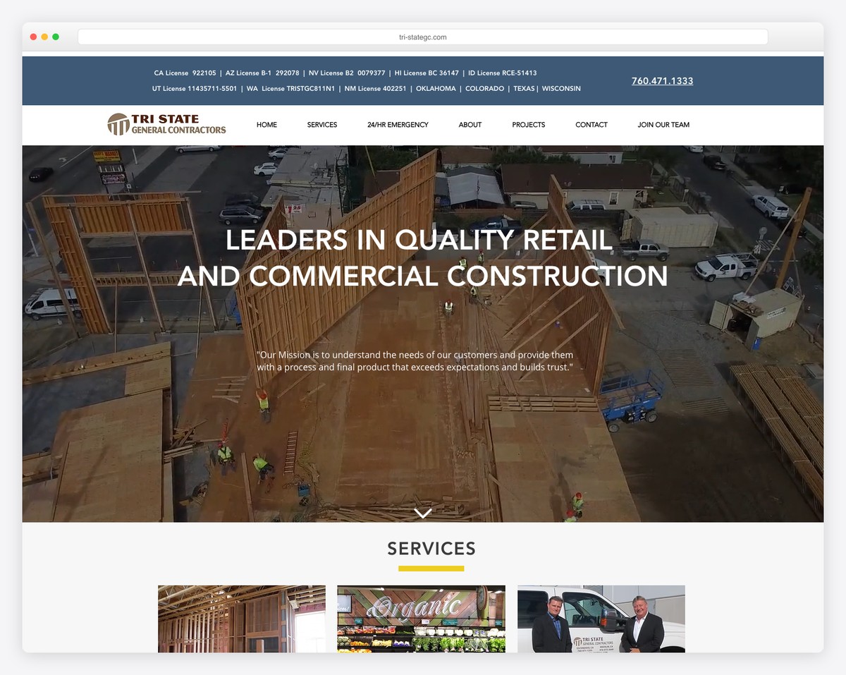 tri-state general contractors website example