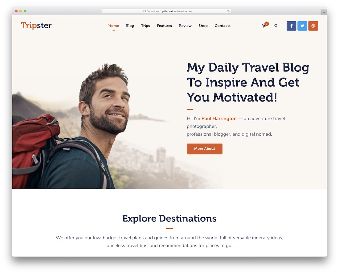 tripster travel website template