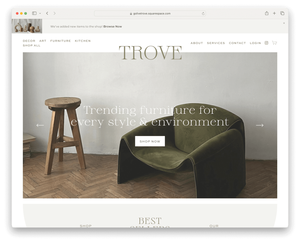 trove squarespace luxury template