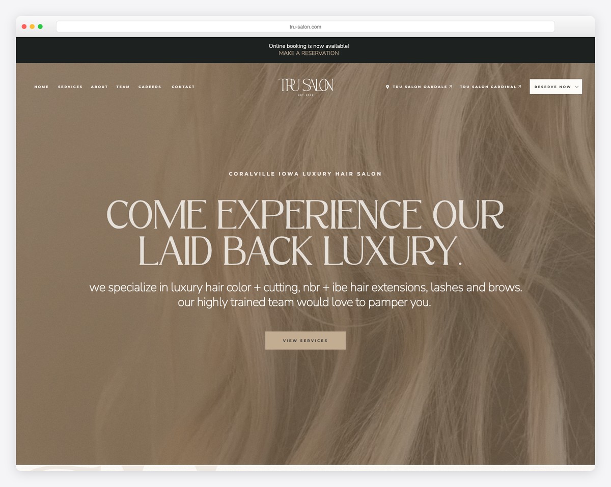 tru salon website example