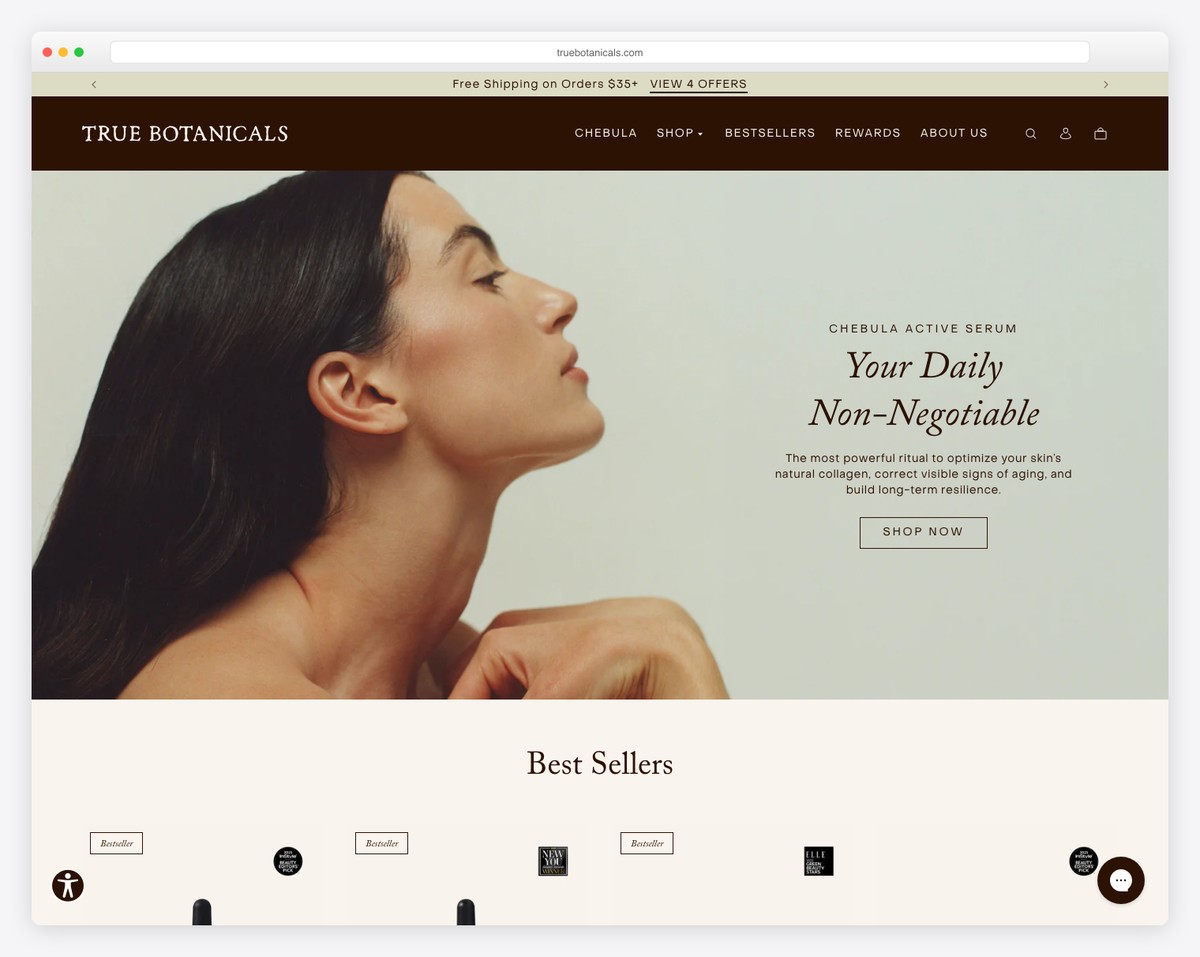 true botanicals website example