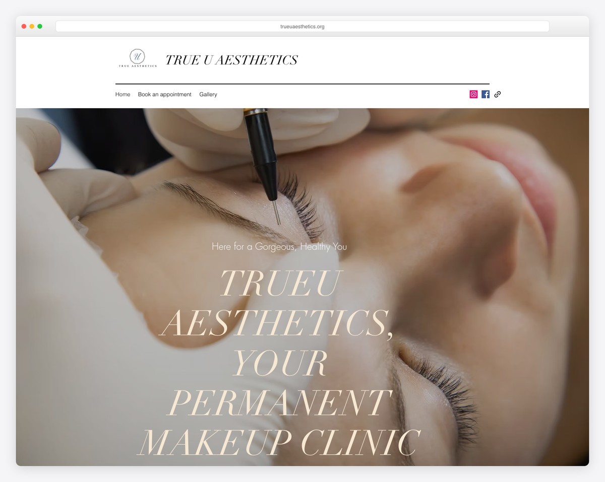 true u aesthetics website example