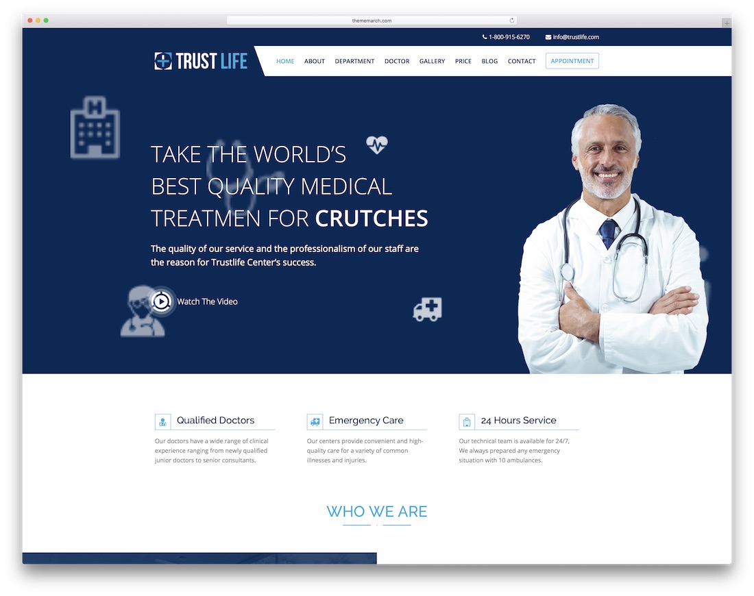 trustlife doctor website template