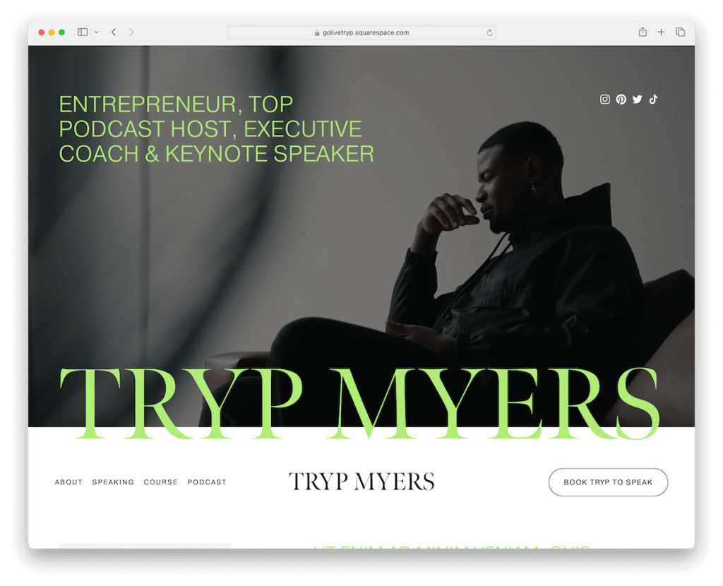 tryp squarespace coaching template