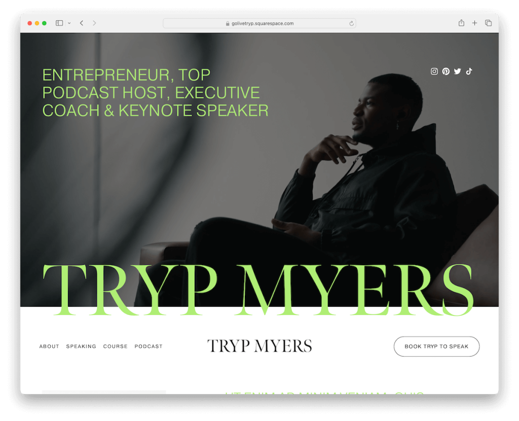 tryp squarespace video background template