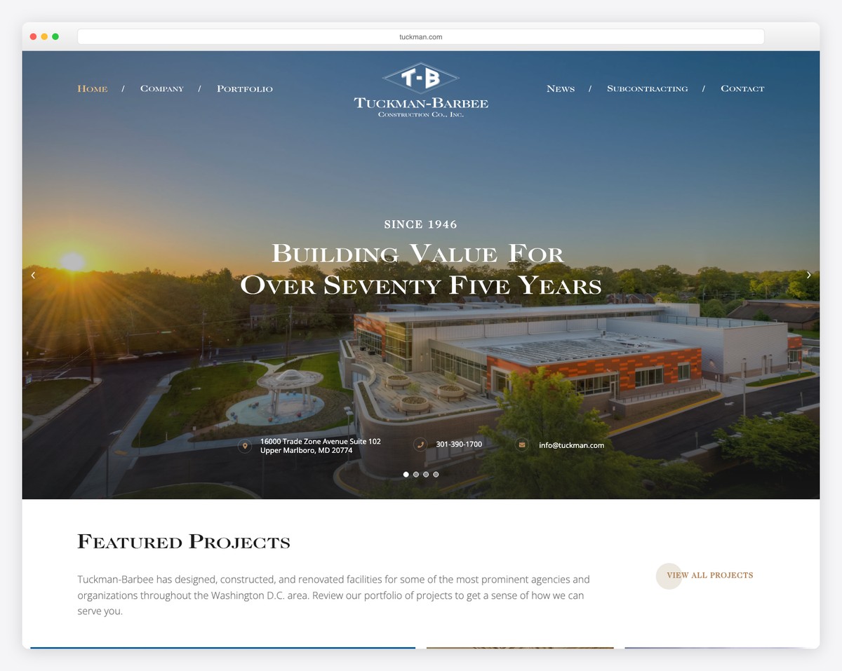 tuckman-barbee construction website example