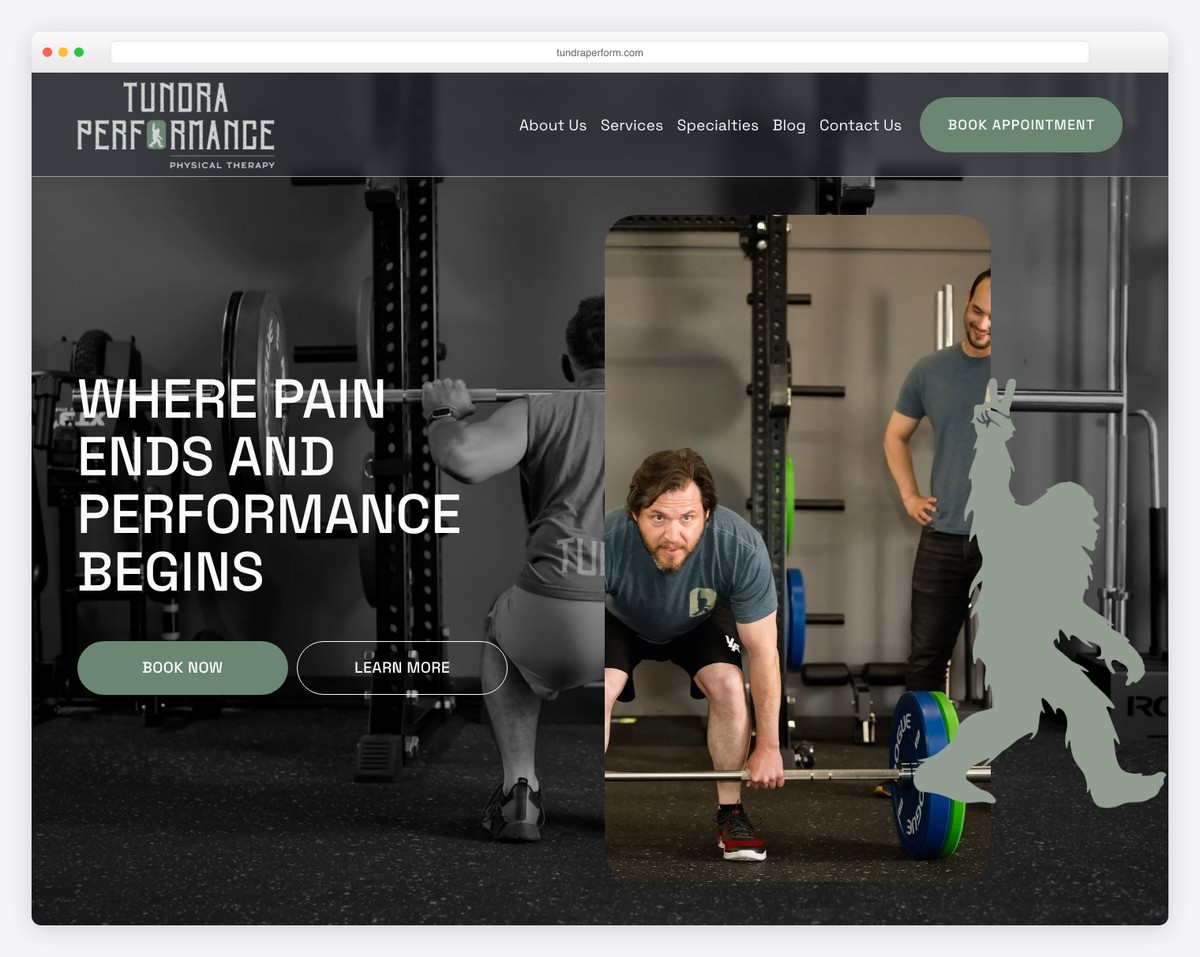 tundra performance & physical therapy website example