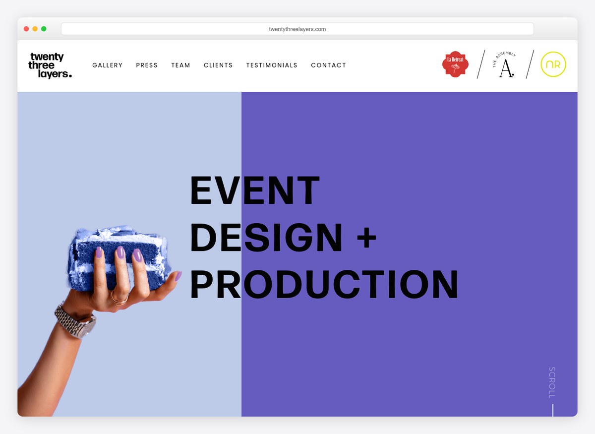 Twenty Three Layers event website homepage
