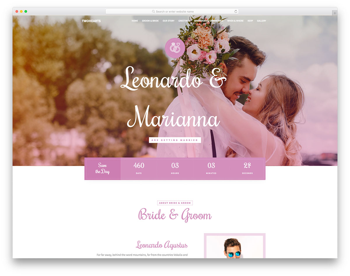 Twohearts Free Template for wedding website